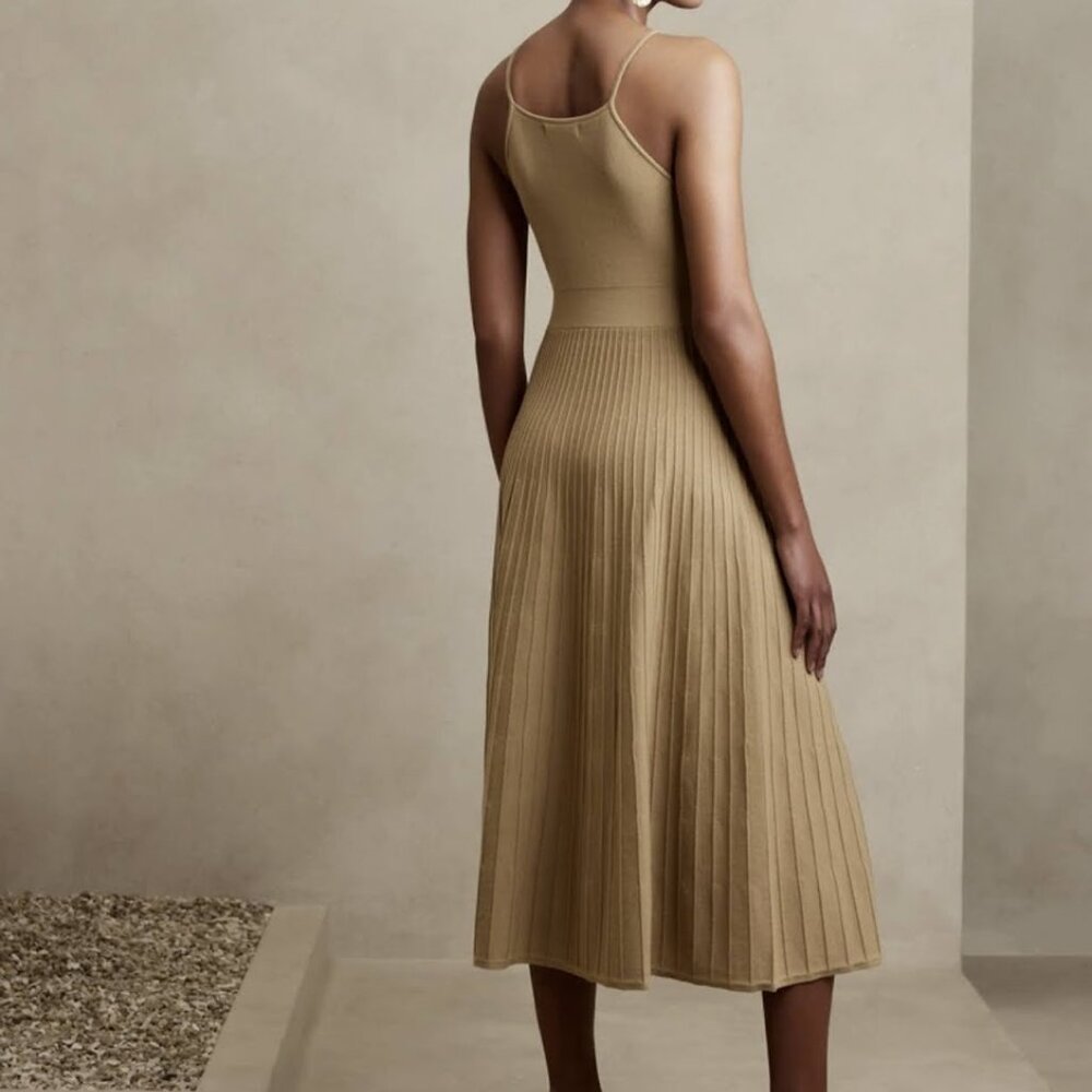 NWT Banana Republic Ribbed Knit Halter Midi Dress Camel Neutral S - Picture 3 of 8